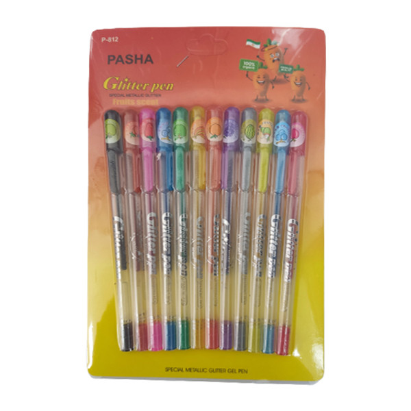 خودکار اکلیلی پاشا مدل میوه ای کد P-812 بسته 12 عددی