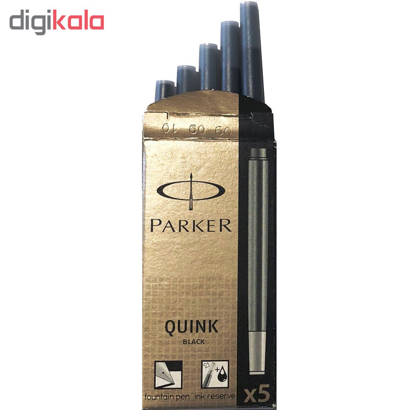 جوهر خودنویس پارکر مدل Quink سیاه بسته 5 عددی