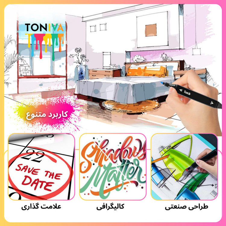 ماژیک راندو تونیوا مدل Touch 60 به همراه محلول احیای ماژیک مجموعه ۶۰ عددی
