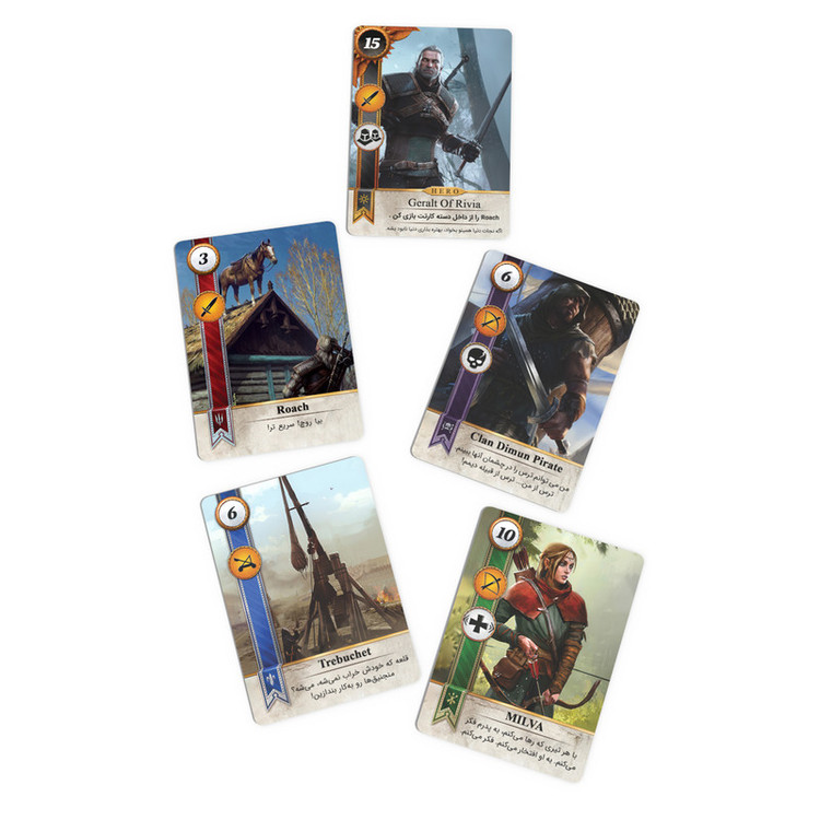 بازی فکری بردگیم مانترا مدل ویچر گوئنت WITCHER GWENT دو نفره استراتژی با کارتهای سه فکشن Northern Realms، Monsters و Scoia’tael، مدت بازی کمتر از 30 دقیقه، درجه سختی متوسط، شامل 4 مهره پلاستیکی و دفترچه راهنمای فارسی