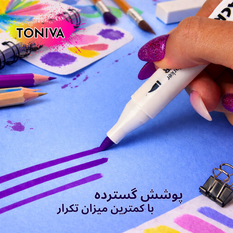 ماژیک تونیوا مدل اکریلیک کد Dual tip مجموعه 80 عددی