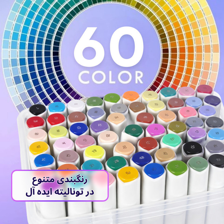 ماژیک تونیوا مدل اکریلیک کد Dual tip مجموعه 60 عددی