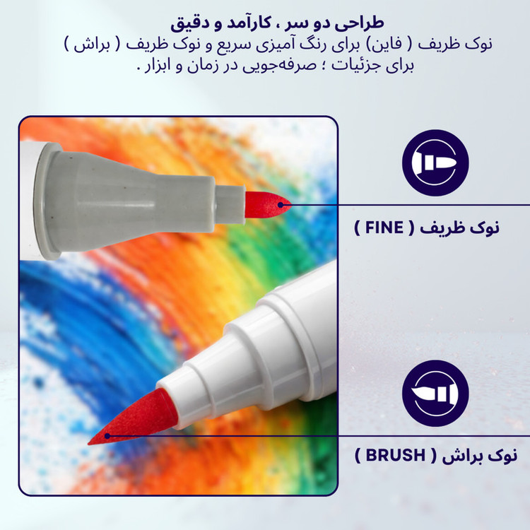 ماژیک تونیوا مدل اکریلیک کد Dual tip مجموعه 48 عددی