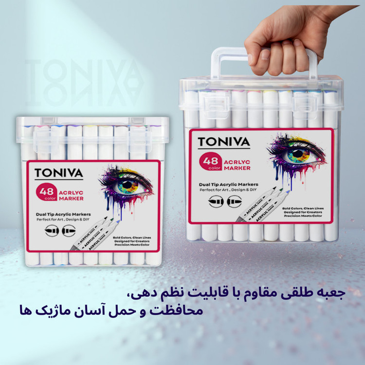 ماژیک تونیوا مدل اکریلیک کد Dual tip مجموعه 48 عددی