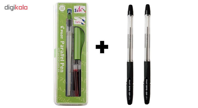 قلم کالیگرافی پایلوت مدل پارالل با نوک نوشتاری 3.8 میلی متری به همراه بسته دوعددی خودکار پایلوت BPS-GP