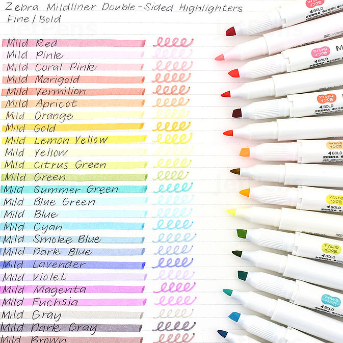 ماژیک علامت گذار زبرا مدل MILDLINER مجموعه 4 عددی