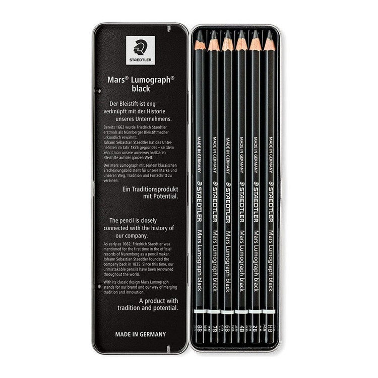 مداد طراحی استدلر مدل Mars Lumograph 100B G6 بسته 6 عددی