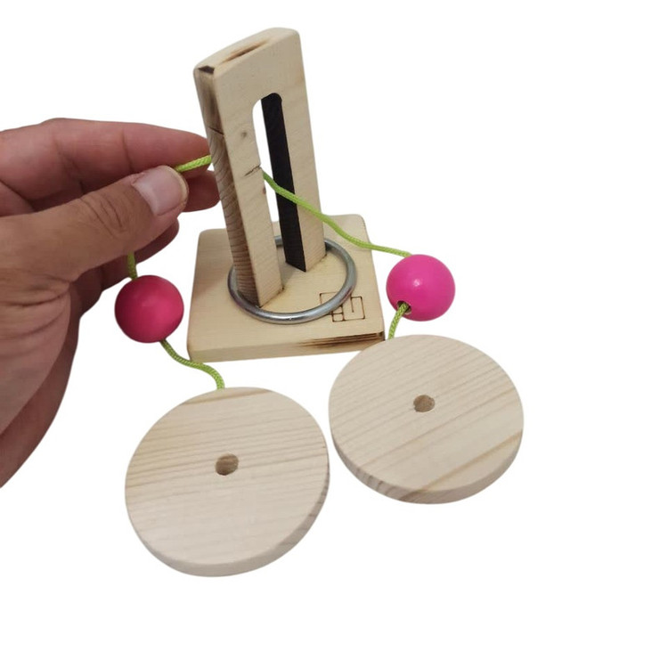 بازی فکری مدل اسباببازی چوبی معمایی برج و حلقه کد BH-01