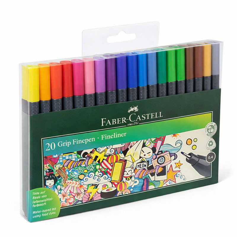 روان نویس 0.4 میلی متری فابر کاستل مدل Grip Fine pen بسته 20 عددی