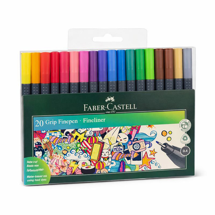 روان نویس 0.4 میلی متری فابر کاستل مدل Grip Fine pen بسته 20 عددی