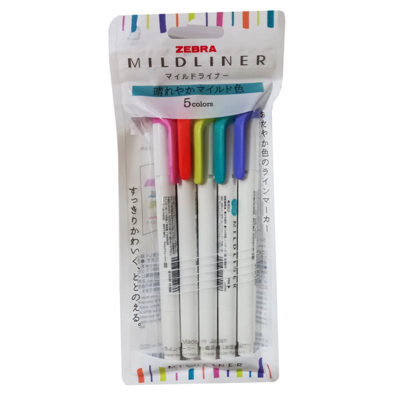 ماژیک علامتگذار دو سر زبرا مدل MILDLINER بسته 5 عددی