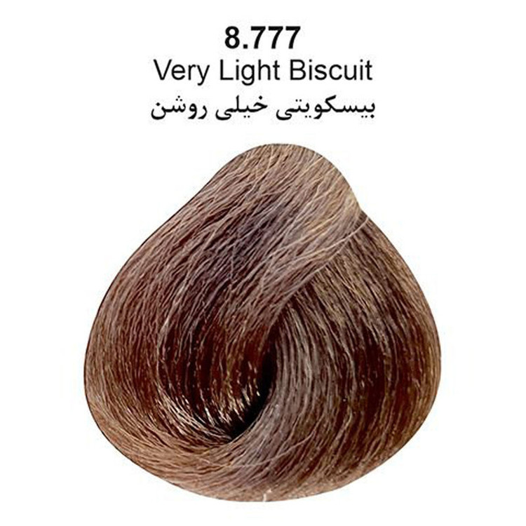رنگ مو پولو بیوتی شماره 8.777 حجم 100 میلی لیتر رنگ بیسکویتی شکلاتی خیلی روشن