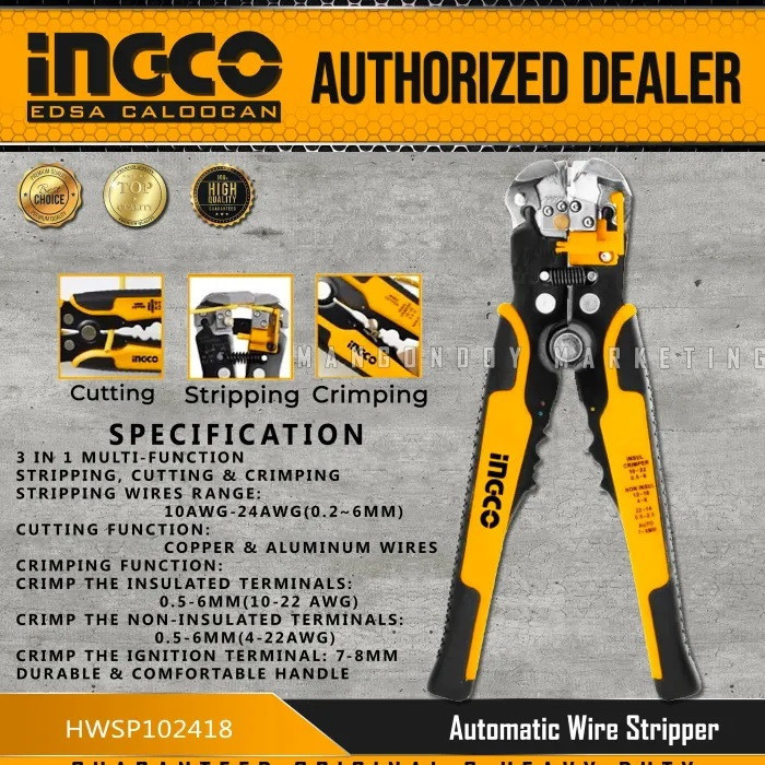 انبر سیم لخت کن اینکو مدل HWSP-102418 سایز 1/4-8 اینچ