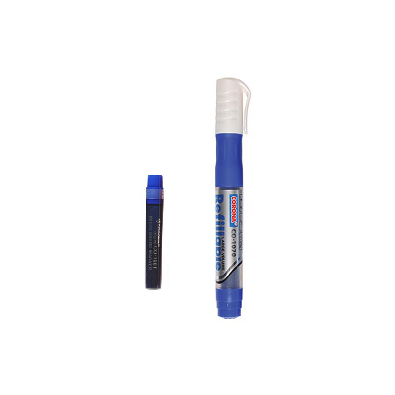 ماژیک وایت برد کرونا مدل Refillable کد CO-1090 بسته 12 عددی به همراه جوهر یدک