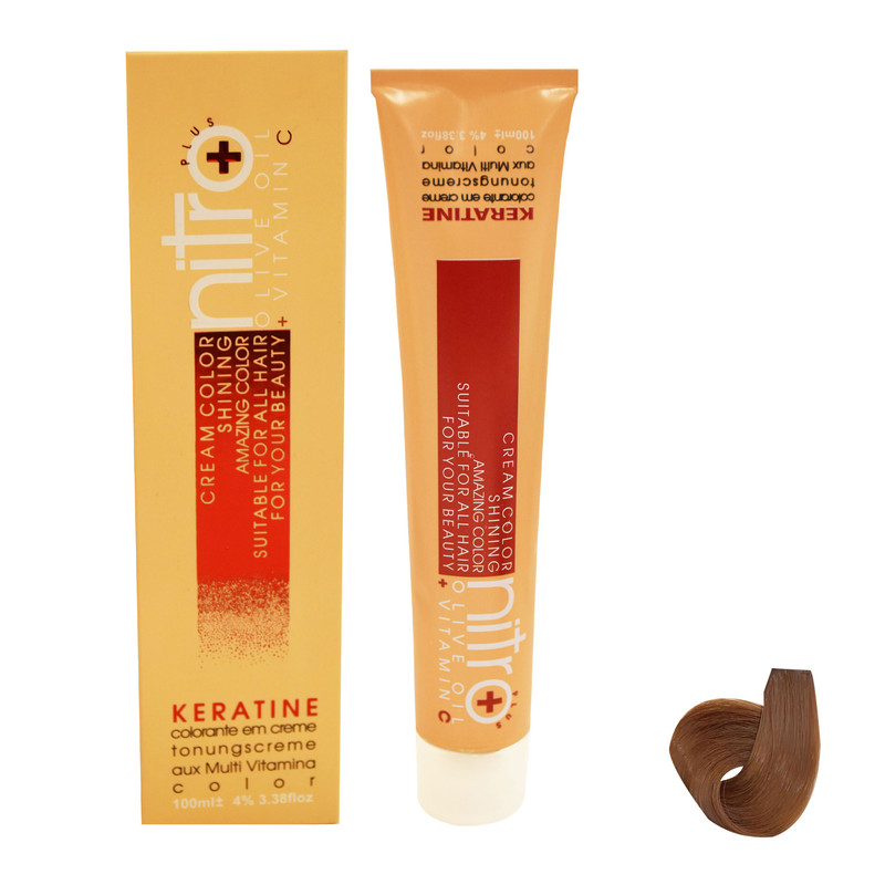 رنگ مو نیترو سری Keratine شماره 7.65 حجم 100 میلی لیتر رنگ بلوند تنباکویی متوسط
