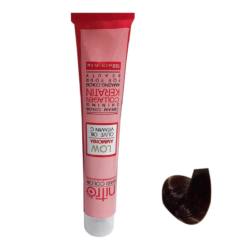 رنگ مو نیترو پلاس مدل Keratine شماره 4.65 حجم 100 میلی لیتر رنگ قهوه ای تنباکویی متوسط