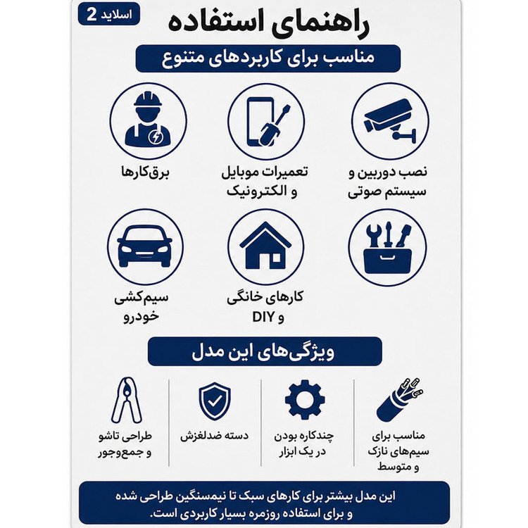 انبر سیم لخت کن مدل تاشو سایز 9 اینچ