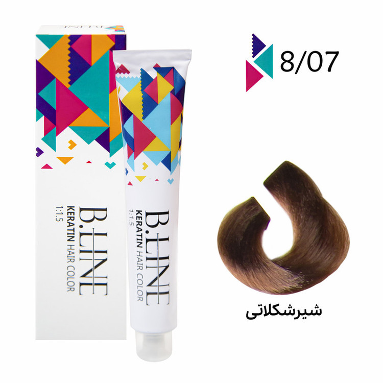 رنگ مو بی لاین شماره 8.07 حجم 100 میلی لیتر رنگ شیر شکلاتی