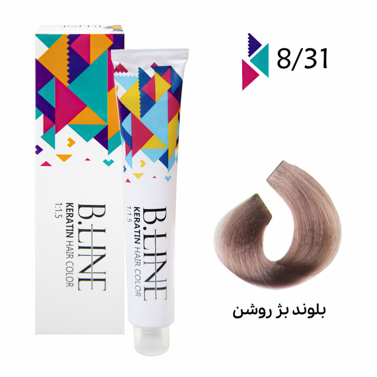 رنگ مو بی لاین شماره 8.31 حجم 100 میلی لیتر رنگ بلوند بژ روشن
