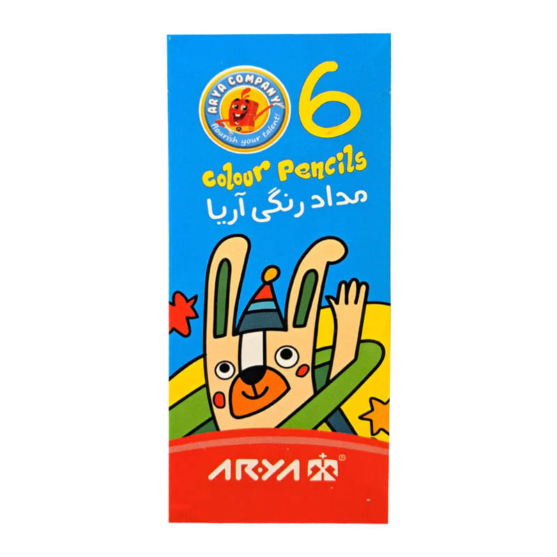 مداد رنگی 6 رنگ آریا مدل 3071 طرح شهربازی