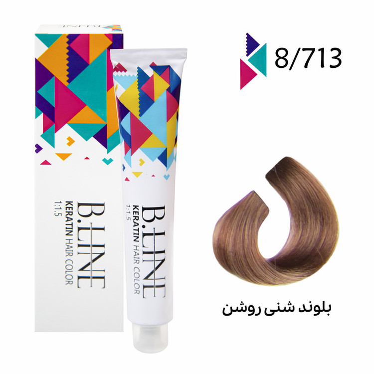 رنگ مو بی لاین شماره 8.713 حجم 100 میلی لیتر رنگ بلوند شنی روشن
