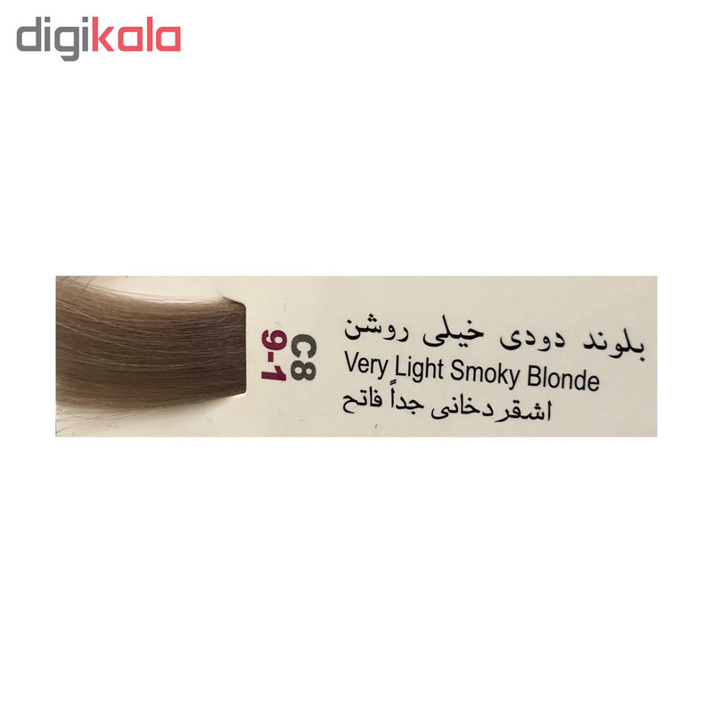 رنگ مو پادینا شماره C8-9-1 حجم 100 میلی لیتر رنگ بلوند دودی خیلی روشن