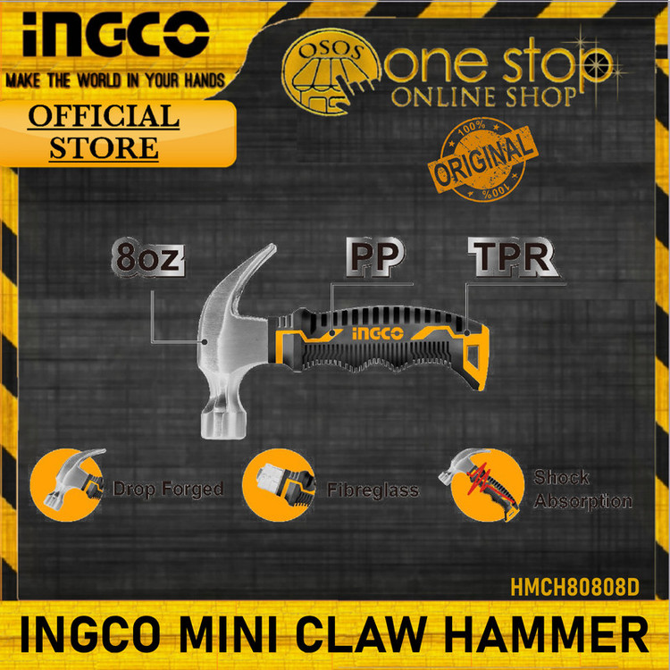 چکش اینکو مدل HMCH-80808D میخ کش دسته کوتاه وزن 340 گرم