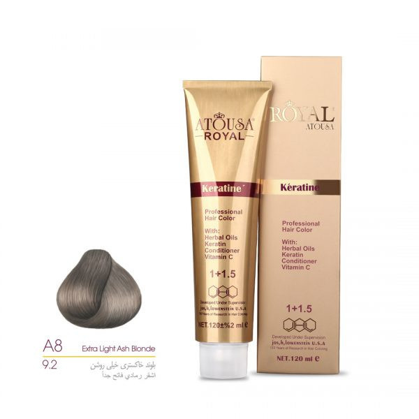 رنگ مو آتوسا رویال شماره 9.2 حجم 120 میلی لیتر رنگ بلوند خاکستری خیلی روشن