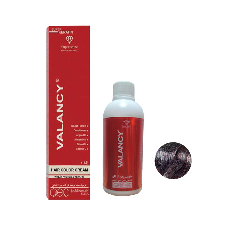 کیت رنگ مو والانسی شماره V4 5.20 حجم 100 میلی لیتر رنگ شرابی متوسط