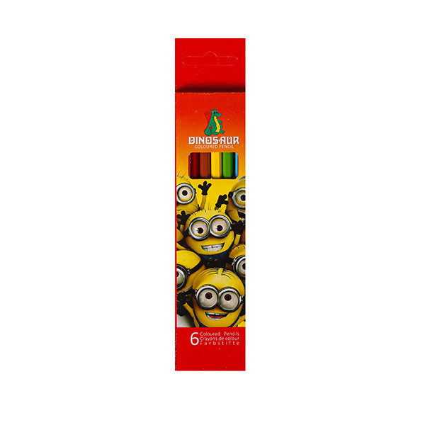 مداد رنگی 6 رنگ دایناسور طرح مینیون کد dm-1