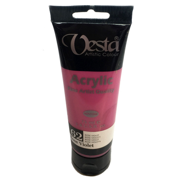 رنگ اکریلیک وستا مدل rose violet 62 حجم 75 میلی لیتر