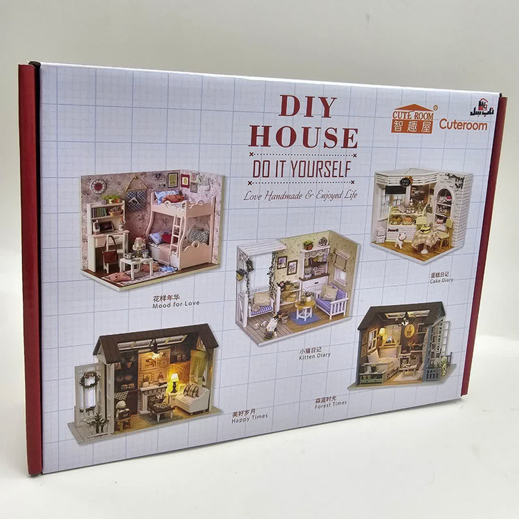 کیت ساختنی 500 تکه ناب سل مدل پازل خانه مینیاتوری چوبی چراغدار سه بعدی A-8007 کد FOREST TIMES CUTEROOM DIY HOUSE DO IT YOURSELF