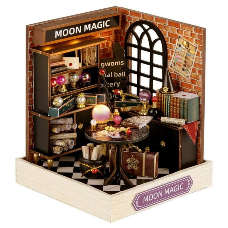 کیت ساختنی 300 تکه ناب سل مدل پازل چوبی خانه مینیاتوری چراغدار کد MOON MAGIC CUTEROOM DIY HOUSE DO IT YOURSELF