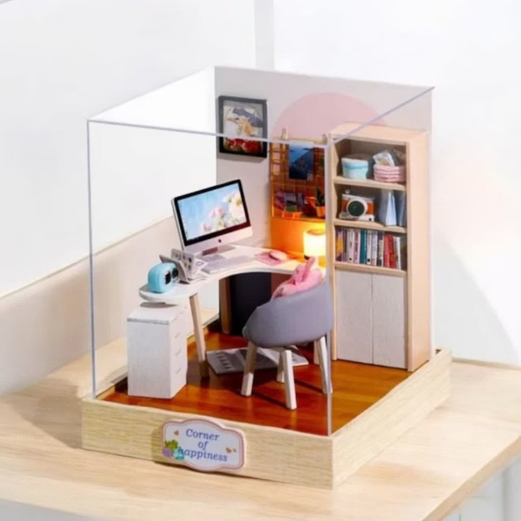 کیت ساختنی 300 تکه ناب سل مدل پازل خانه مینیاتوری چوبی چراغدار سه بعدی TQ-030 کد WORLD OF CREATIVITY CUTEROOM DIY HOUSE DO IT YOURSELF