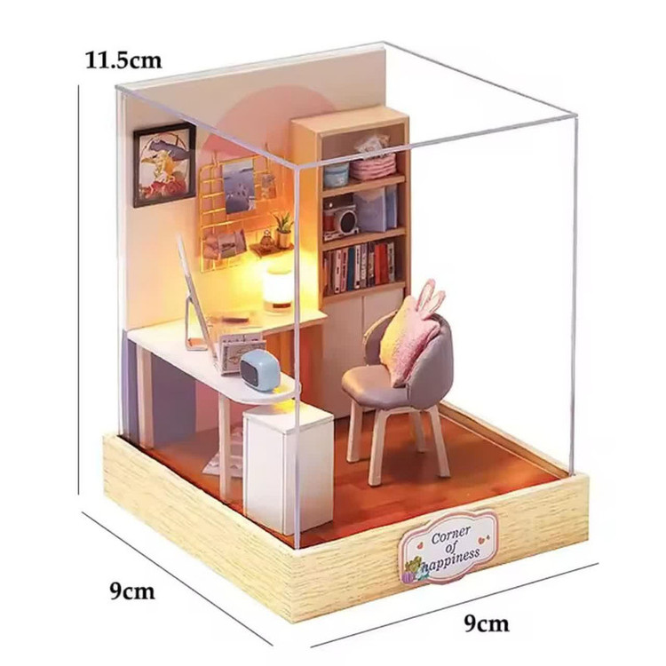 کیت ساختنی 300 تکه ناب سل مدل پازل خانه مینیاتوری چوبی چراغدار سه بعدی TQ-030 کد WORLD OF CREATIVITY CUTEROOM DIY HOUSE DO IT YOURSELF