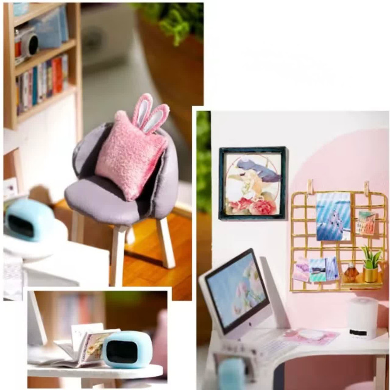 کیت ساختنی 300 تکه ناب سل مدل پازل خانه مینیاتوری چوبی چراغدار سه بعدی TQ-030 کد WORLD OF CREATIVITY CUTEROOM DIY HOUSE DO IT YOURSELF