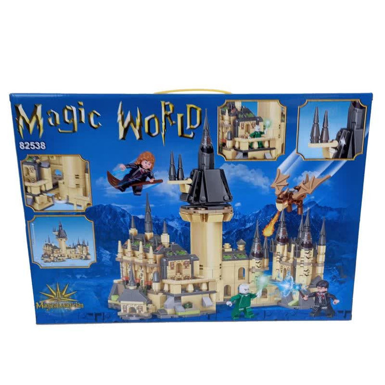 ساختنی 830 تکه ناب سل مدل هری پاتر دنیای جادویی به همراه سه عدد فیگور 830PCS Harry Potter Magic Castle Model Building Kit82538