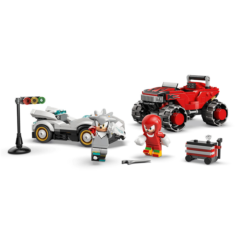 لگو 378 تکه سری LEGO Sonic the Hedgehog مدل Silver's Car vs. Knuckles' Monster Truck کد 77118