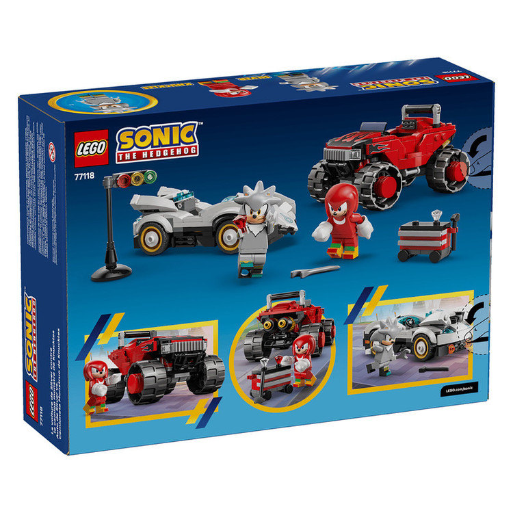 لگو 378 تکه سری LEGO Sonic the Hedgehog مدل Silver's Car vs. Knuckles' Monster Truck کد 77118