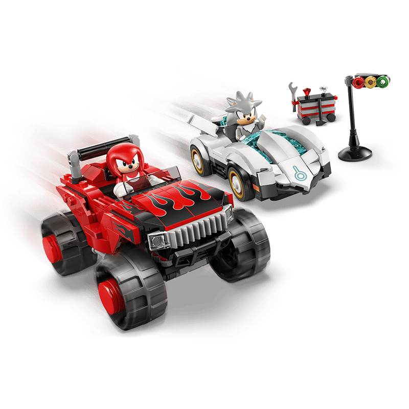 لگو 378 تکه سری LEGO Sonic the Hedgehog مدل Silver's Car vs. Knuckles' Monster Truck کد 77118