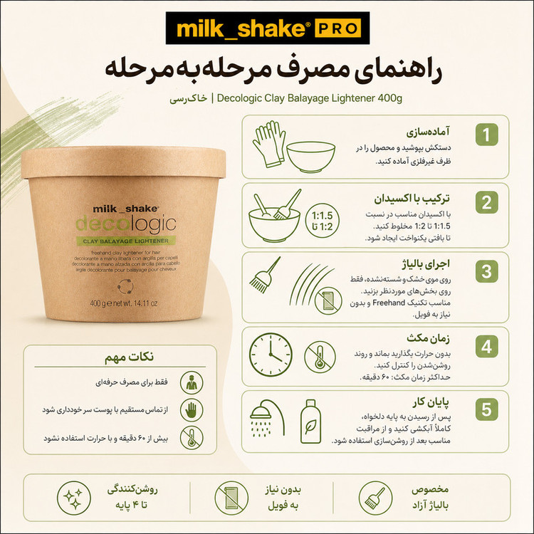 پودر دکلره میلک شیک مدل Lightener Level 4 وزن 400 گرم رنگ الماسی