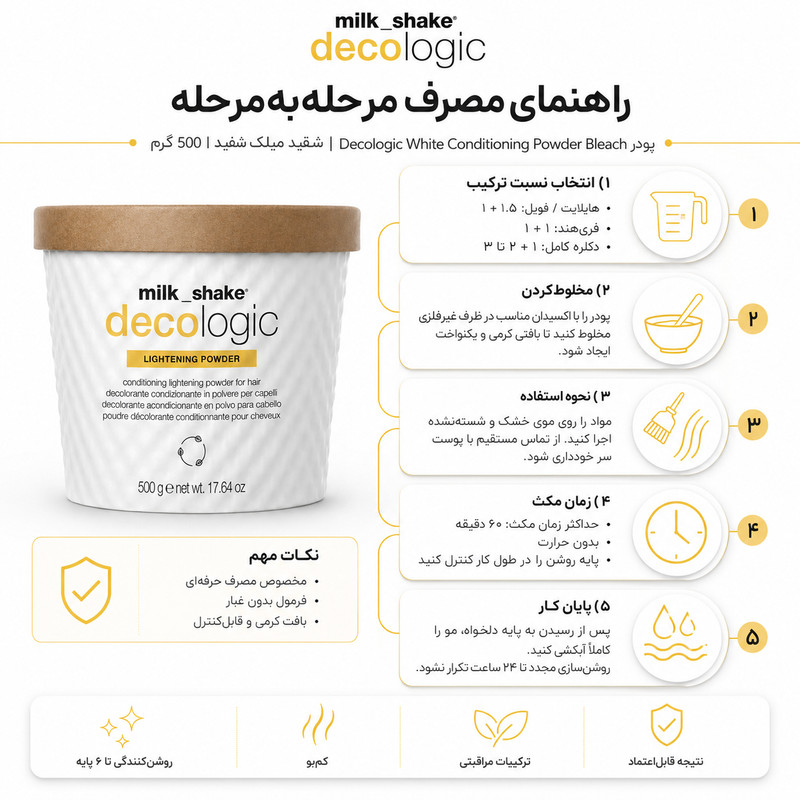 پودر دکلره میلک شیک مدل Level 6 وزن 500 گرم رنگ سفید
