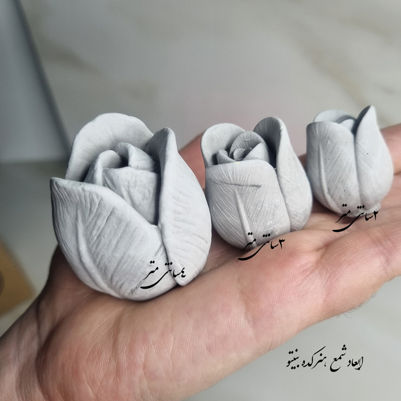 قالب شمع میتنگون مدل گل لاله ایستاده کد C01 مجموعه سه عددی