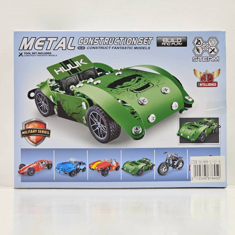 ساختنی 181 تکه ناب سل مدل ماشین فلزی هالک به همراه پیچ گوشتی و آچار کد 181pcs HULK METAL CONSTRUCTION SET NO.868-4