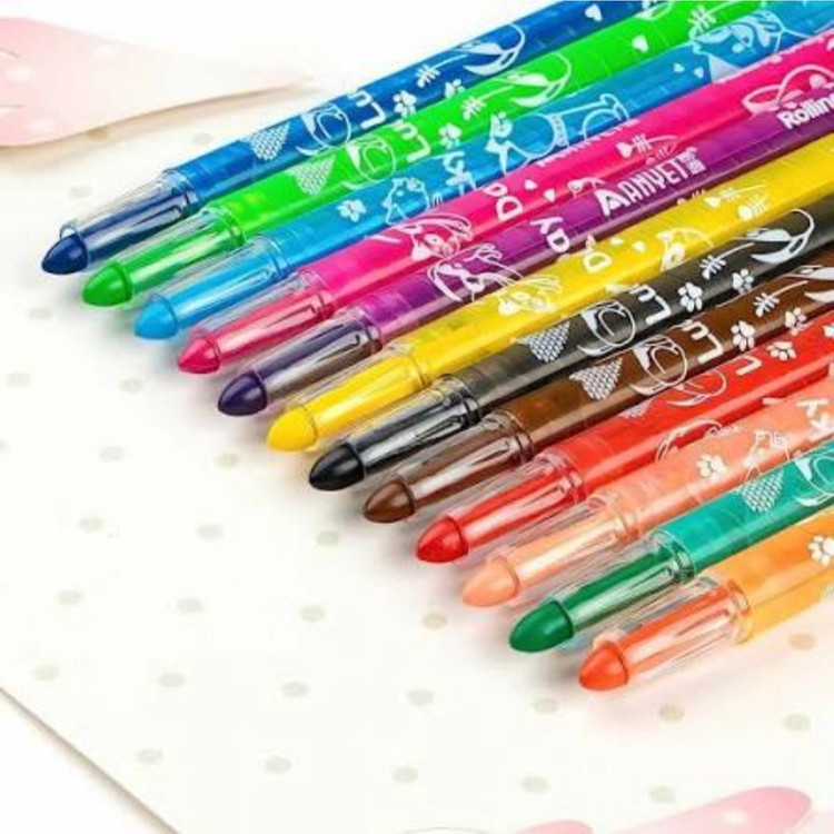 پاستل 12 رنگ اماندجی مدل Twistable Crayons با مغزی سنگی