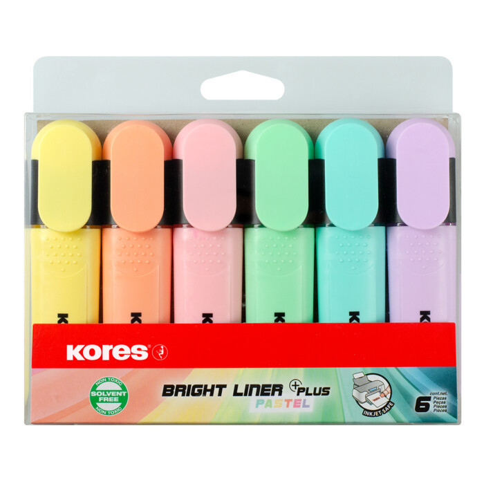 ماژیک علامت گذار کورس مدل BRIGHT LINER PLUS PASTEL بسته 6 عددی