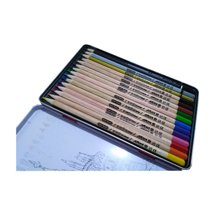 مداد رنگی 15 رنگ آریا طرح قلعه کد 3+12