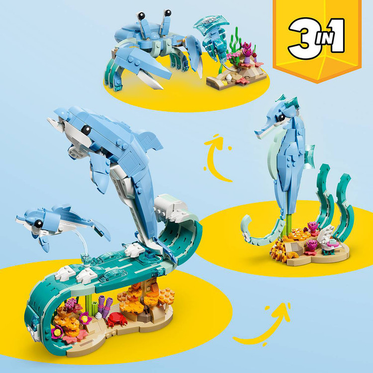 لگو 542 تکه سری Creator 3-in-1 مدل Sea Animals: Beautiful Dolphins کد 31385