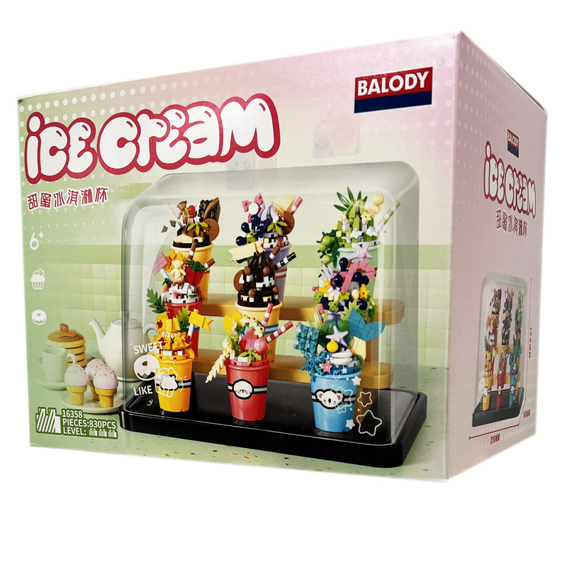 ساختنی 830 تکه بالودی مدل Ice Cream کد 16358 مجموعه 9 عددی