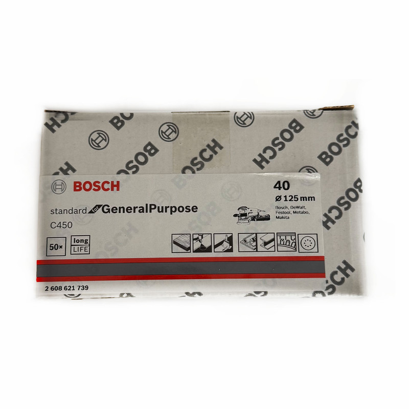 سنباده پشت کرکی بوش مدل p40 سایز 125 میلیمتر مجموعه 5 عددی